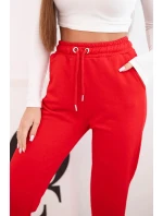 Dámské bavlněné kalhoty s gumou v pase červené