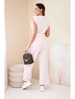Komplet asymetrická halenka + kalhoty pudrově růžová Komplet asymetrická halenka + kalhoty pudrově růžová
