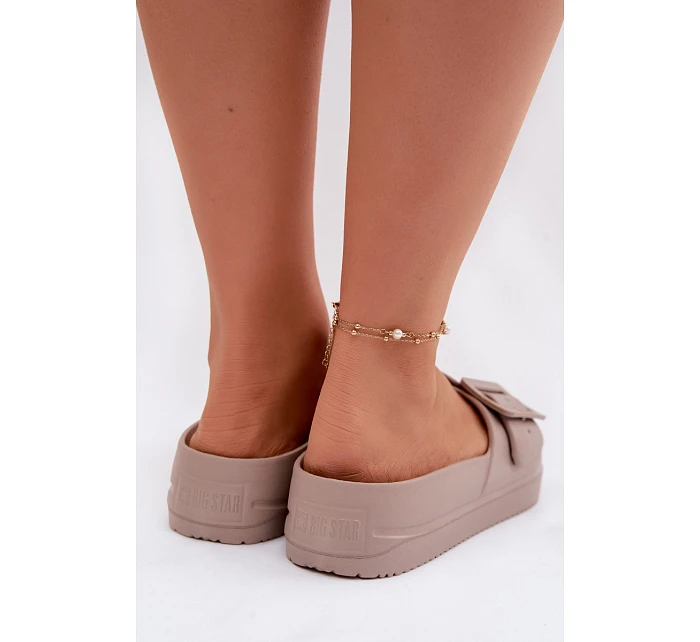 Dámské pěnové sandály na platformě s přezkou Big Star TT274A079 tmavě béžové Dámské pěnové sandály na platformě s přezkou Big Star TT274A079 tmavě béžové