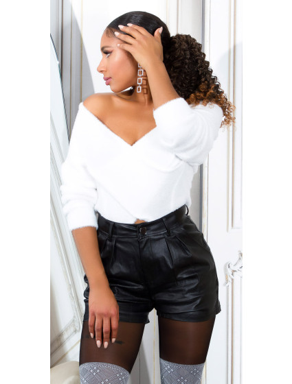 Sexy faux leather high waist shorts