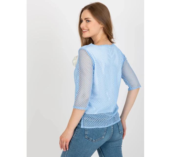 Dámska blúzka LK BZ 506642.94 Svetlomodrá s bielou - Lakerta Dámska blúzka LK BZ 506642.94 Svetlomodrá s bielou - Lakerta
