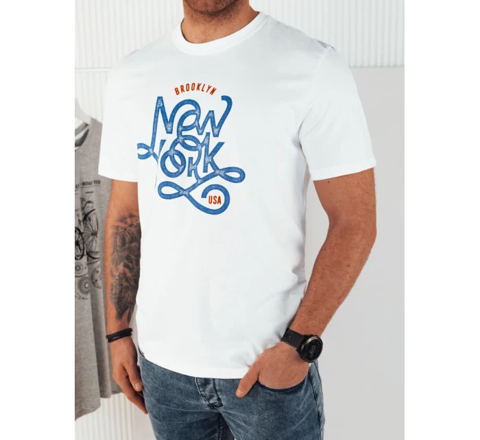 Pánské bílé tričko s potiskem Dstreet model 21973593 - FashionStreet