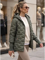 Kurtka damska pikowana z kapturem zielona model 22341112 - FashionStreet