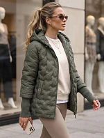 Dámska prešívaná bunda s kapucňou, zelená, FashionStreet TY5869
