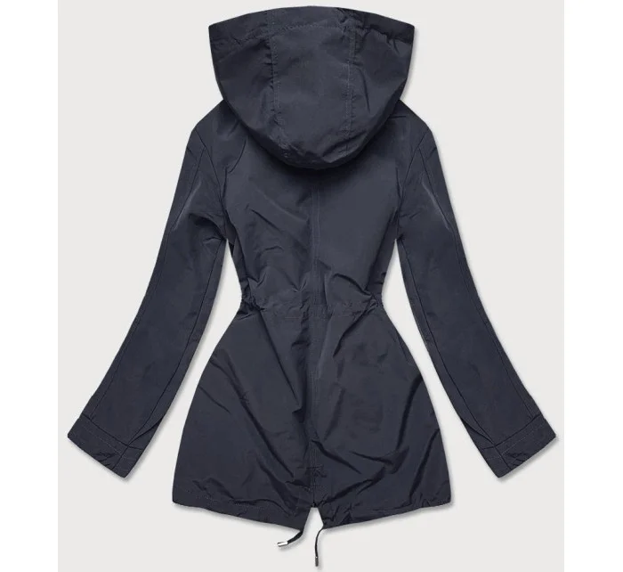 Tmavo modro-hnedá obojstranná dámska bunda parka (XW581BIGX)