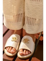 Eleganckie Klapki Damskie Błyszczące Z Ozdobą S.Barski KV27-050 Złote