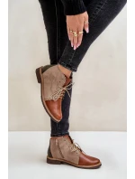 Kožené Botky Na Plochém Podpatku Hnědé Zazoo model 21679956 - NOBO