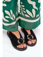 Płaskie Sandały Z Ozdobą Czarne Haliones Płaskie Sandały Z Ozdobą Czarne Haliones