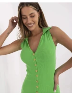Zelené dámské tužkové šaty se zlatými knoflíky model 21214397 - Factory Price