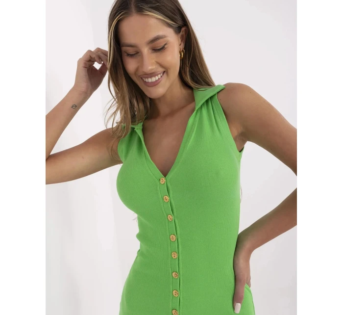 Zelené dámské tužkové šaty se zlatými knoflíky model 21214397 - Factory Price