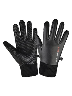 Pánske zateplené protišmykové rukavice na telefón - čierne