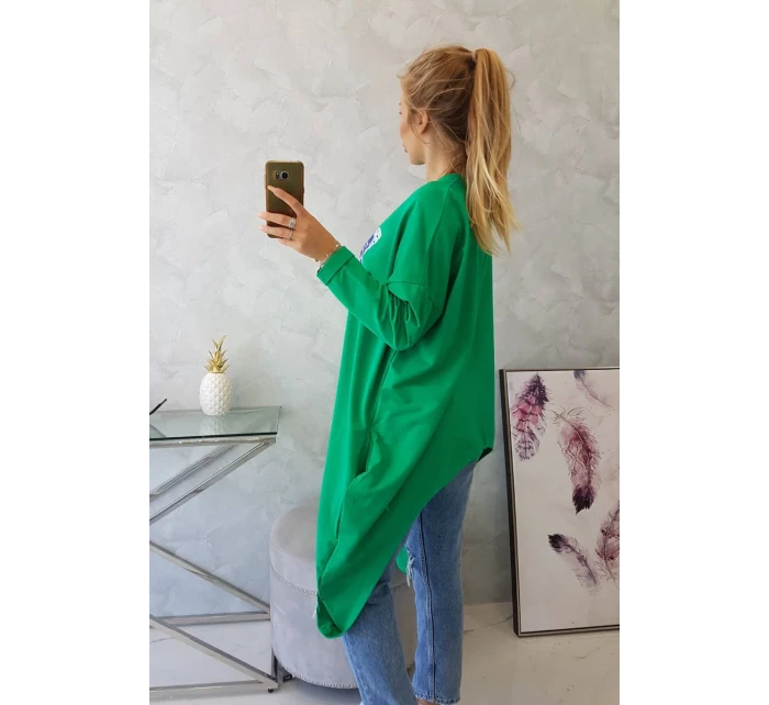 Oversize halenka s potiskem světle zelená Oversize halenka s potiskem světle zelená