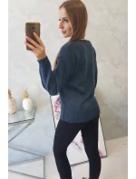 Džínsový sveter s výstrihom do V