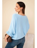 Dámský svetr typu model 21949278 s kulatým výstřihem modrý - K-Fashion
