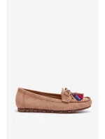 Zamszowe Mokasyny Z Kokardą I Frędzlami Ciemnobeżowe Dorine Zamszowe Mokasyny Z Kokardą I Frędzlami Ciemnobeżowe Dorine