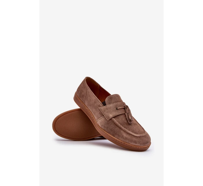 Pánské semišové mokasíny polobotky model 21641503 hnědé - Zazoo
