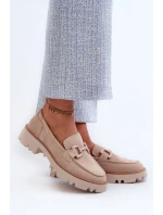 Dámské semišové mokasíny s ozdobou béžové D&A model 21660195 Béžové - S.Barski