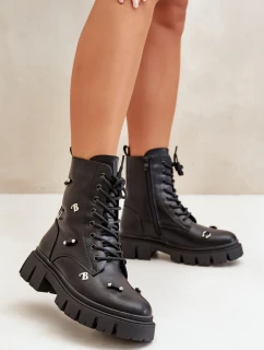 Dámské Boty Pracovní S Ozdobami Eko Kožené Černé model 21670378 - Boto