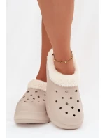 Pěnové dámské pantofle s kožešinou Khaki model 21772610 - Boto Pěnové dámské pantofle s kožešinou Khaki model 21772610 - Boto