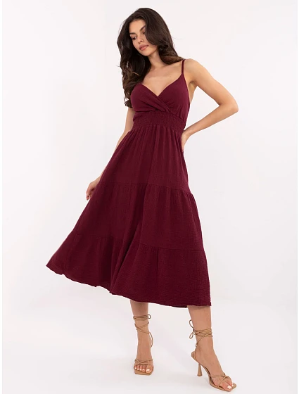 Sukienka MI SK model 21191110 bordowy - FPrice Sukienka MI SK model 21191110 bordowy - FPrice