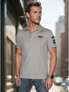 Pánske polo tričko so záplatami šedé FashionStreet PX0633