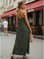 Dámske letné maxi šaty s viskózou, zelené, FashionStreet EY2661 Dámske letné maxi šaty s viskózou, zelené, FashionStreet EY2661