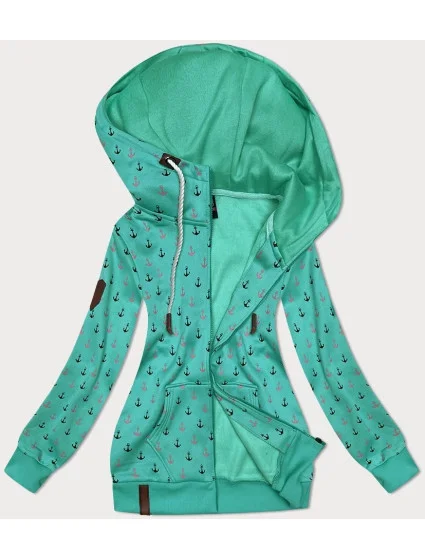 Teplá mikina na zips s kotvami zelená (2307)