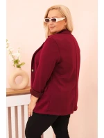 Dámská viskózová blazer Plus Size s dlouhým rukávem a límcem švestková