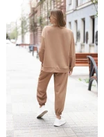 Dámsky maslový set s voľnou mikinou a nohavicami s nápisom LOVE dark camel