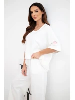 Dámska súprava z viskózy, mikina a široké nohavice ecru