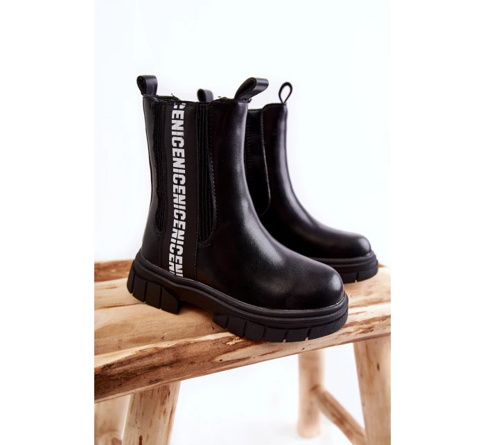 Dziecięce Wysokie Botki Ocieplane Czarne Kimmy