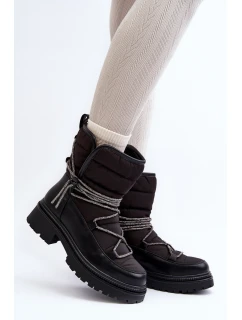 Śniegowce Damskie Z Ozdobnym Wiązaniem Czarne Rilana