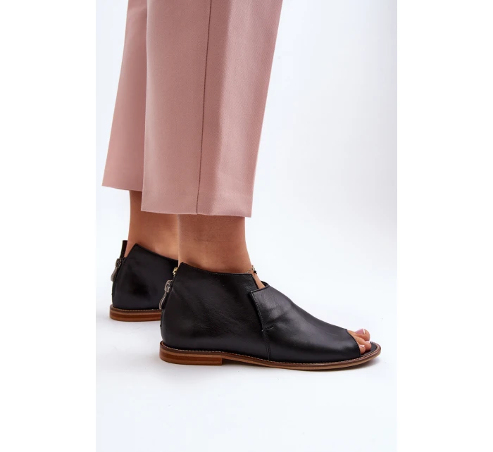 Damskie Skórzane Sandały Laura Messi 2443 Czarne