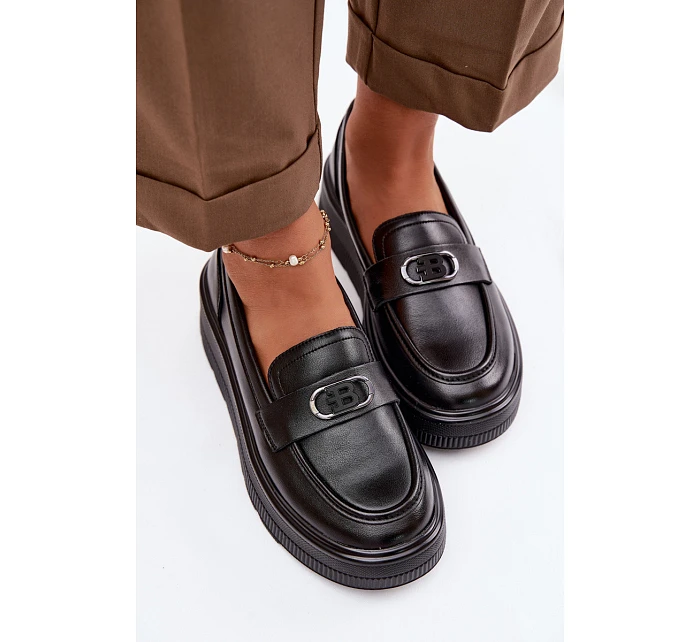 Kožené dámské mokasiny na platformě Vinceza 39974 Černé