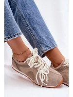 Kožené semišové dámské tenisky Big Star model 22100153 béžové - Big Star Shoes