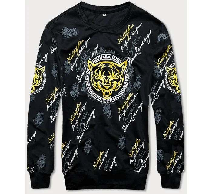 Čierna pánska mikina s potlačou (8B1106-3)