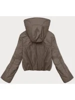 Tmavobéžová dámska krátka bunda s kapucňou S'West (B8246-12)