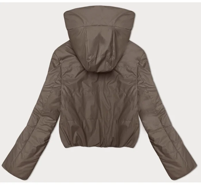 Tmavobéžová dámska krátka bunda s kapucňou S'West (B8246-12)