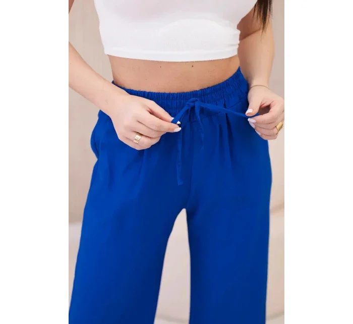 Viskózové kalhoty se širokými nohavicemi chrpa Viskózové kalhoty se širokými nohavicemi chrpa