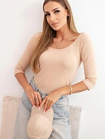 Tričko s okrúhlym výstrihom cappuccino