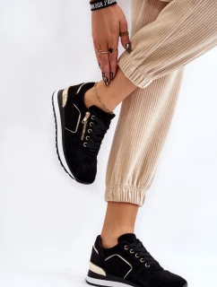 Zamszowe Buty Sportowe Na Platformie Czarne Riverside