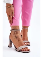 Lakierowane Sandały Na Obcasie Szare Owen Lakierowane Sandały Na Obcasie Szare Owen