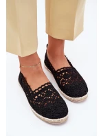 Koronkowe Espadryle Damskie Czarne Adelira