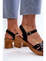 Dámske sandále na vysokom podpätku z ekokože, čierne Assames