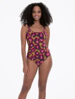 Dámske jednodielne plavky Clara M3 7806 khaki so vzorom - Anita