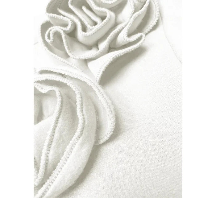 Pletená mikina v ecru farbe s ružami (16023)