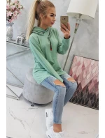 Tmavo mätová tunika na zips s kapucňou Oversize Tmavo mätová tunika na zips s kapucňou Oversize