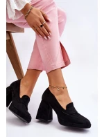 Zamszowe Czółenka Na Masywnym Obcasie I Platformie Czarne Adriel