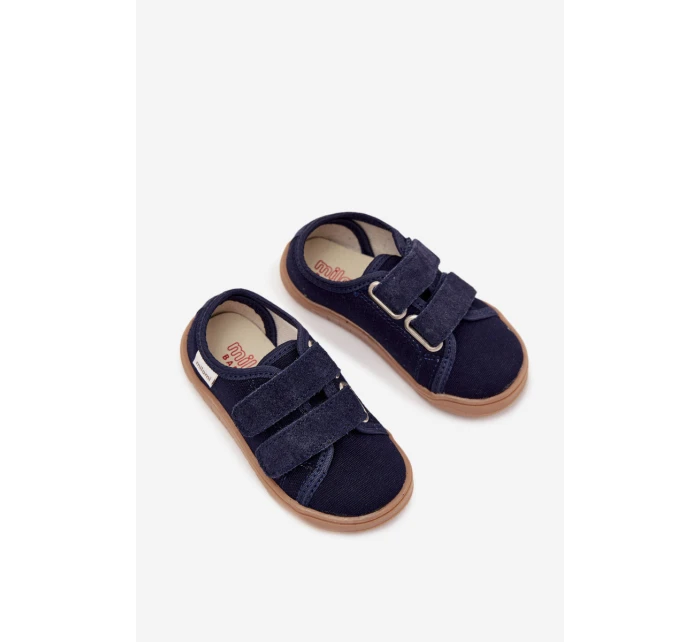 Kapcie Barefoot Chłopięce Gładkie Milami Granatowe Saphira