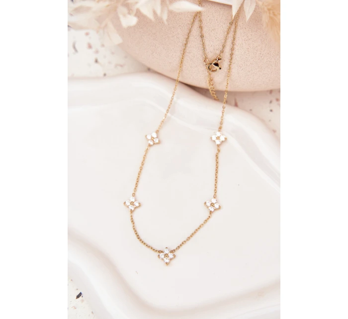 model 21776931 náhrdelník s květinami z chirurgické oceli zlatý - Boto model 21776931 náhrdelník s květinami z chirurgické oceli zlatý - Boto